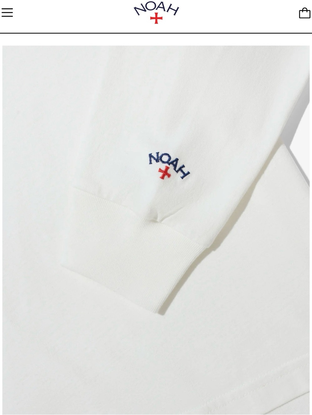 💵Noah NYC White Long Sleeve Tee with Navy Logo and Red Cross Size Medium **Read*